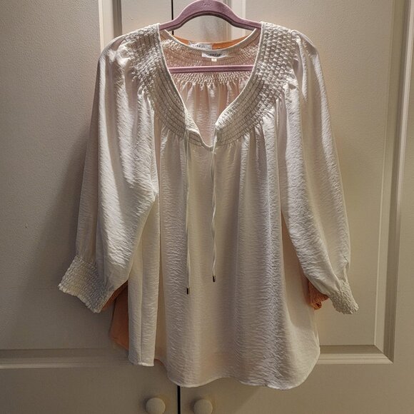 2 Calvin Klein Size Large 3/4 sleeve Boho Peasant Tops. Excellent Condition. - Picture 3 of 11